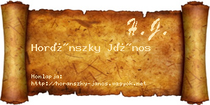 Horánszky János névjegykártya